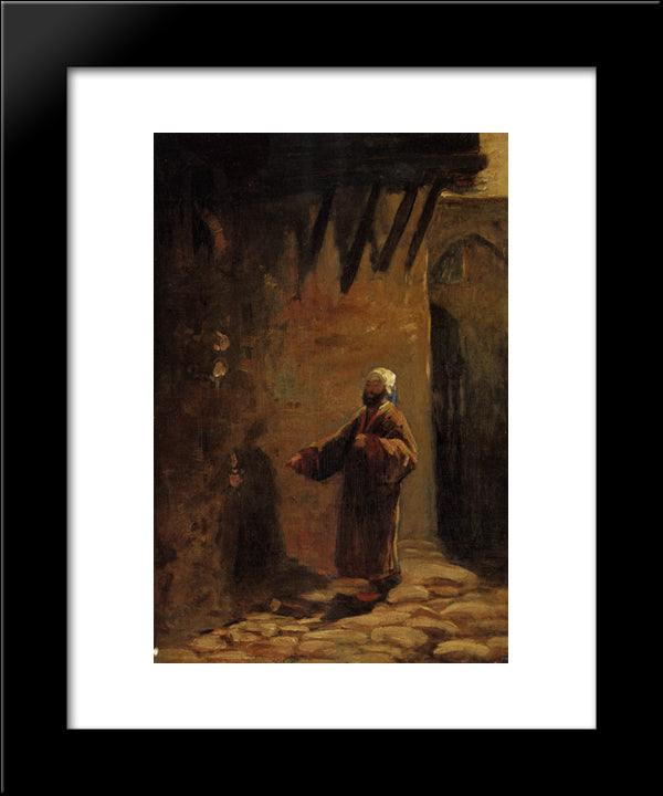 Turk In Enger Gasse 20x24 Black Modern Wood Framed Art Print Poster by Spitzweg, Carl