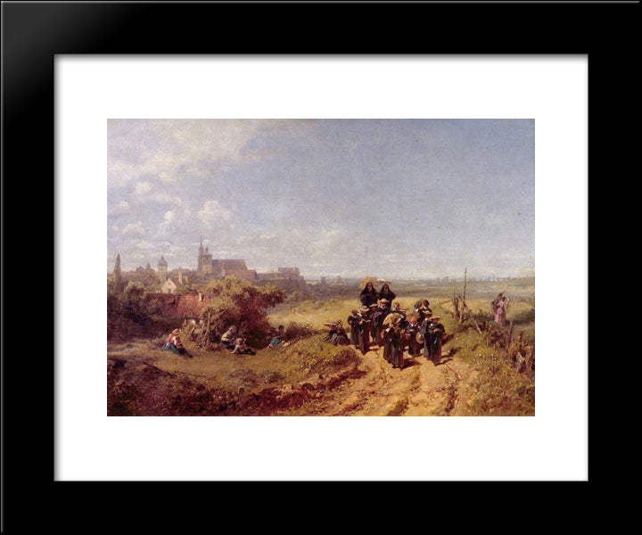 Walk With The Institute 20x24 Black Modern Wood Framed Art Print Poster by Spitzweg, Carl