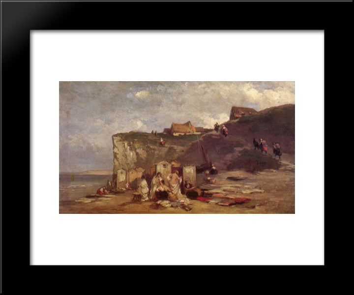 Women'S Bath In Dieppe 20x24 Black Modern Wood Framed Art Print Poster by Spitzweg, Carl