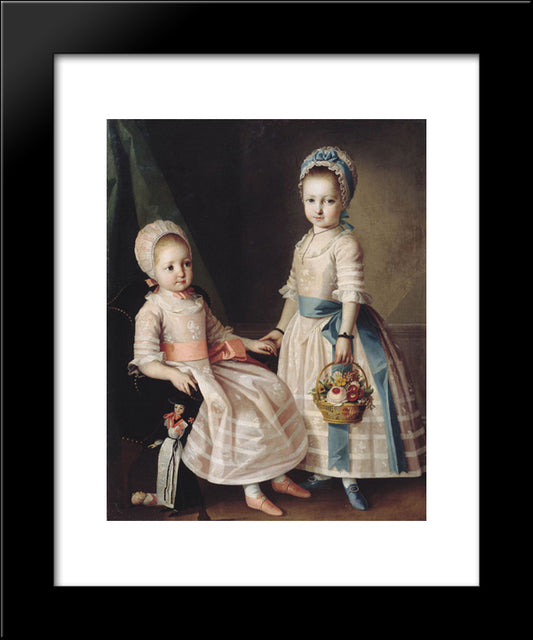 Portrait Of Two Sisters 20x24 Black Modern Wood Framed Art Print Poster by Christineck, Carl Ludwig