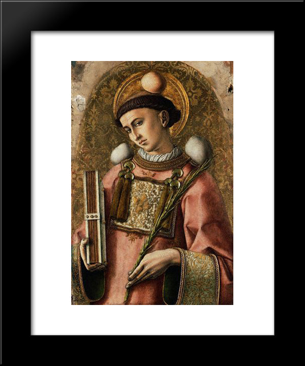 Depiction Of Saint Saintephen 20x24 Black Modern Wood Framed Art Print Poster by Crivelli, Carlo