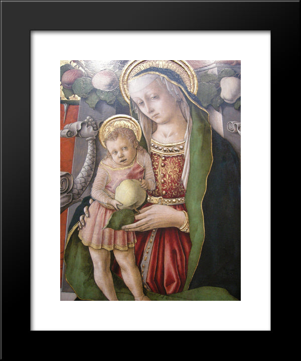 Madonna Enthroned With Donor (Detail) 20x24 Black Modern Wood Framed Art Print Poster by Crivelli, Carlo