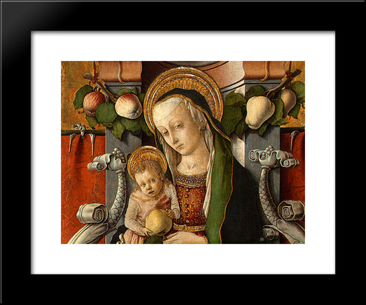 Madonna And Child Enthroned With Donor 20x24 Black Modern Wood Framed Art Print Poster by Crivelli, Carlo