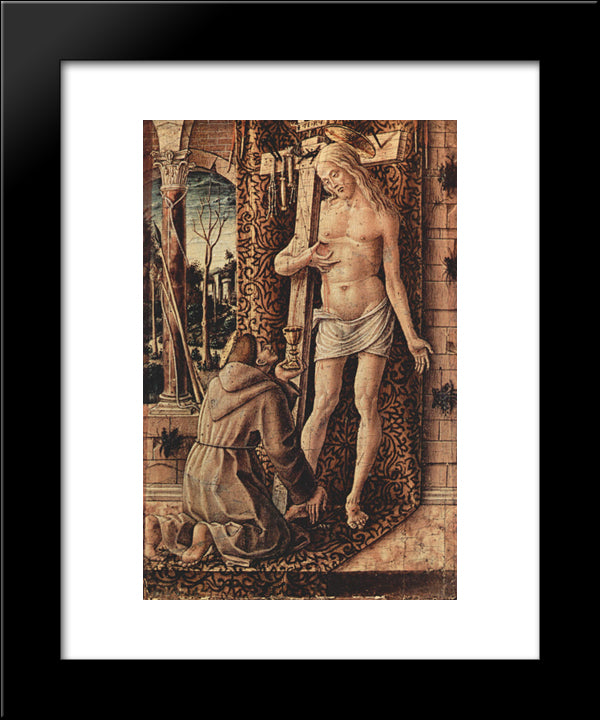 Saint Francis Of Assisi Catches The Blood Of Christ From The Wounds 20x24 Black Modern Wood Framed Art Print Poster by Crivelli, Carlo