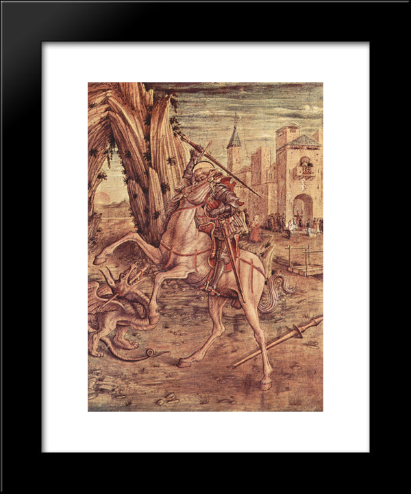 Saint George And The Dragon 20x24 Black Modern Wood Framed Art Print Poster by Crivelli, Carlo