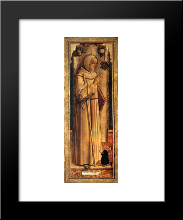 Saint James Of The Marches With Two Kneeling Donor 20x24 Black Modern Wood Framed Art Print Poster by Crivelli, Carlo