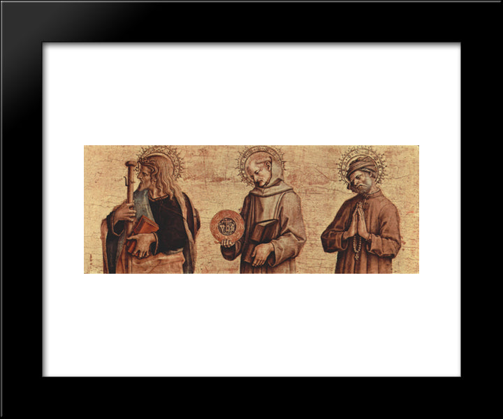 Saint James The Elder, Saint Bernard Of Siena, Saint Nicodemus 20x24 Black Modern Wood Framed Art Print Poster by Crivelli, Carlo