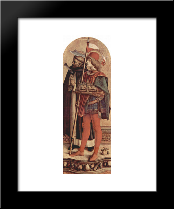 Saint Peter Martyr And Saint Venetianus Of Camerino 20x24 Black Modern Wood Framed Art Print Poster by Crivelli, Carlo