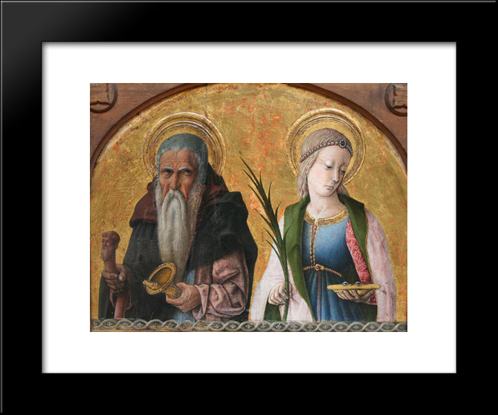 Saints Anthony And Lucia 20x24 Black Modern Wood Framed Art Print Poster by Crivelli, Carlo