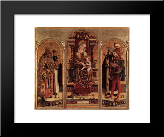 Triptych Of Camerino 20x24 Black Modern Wood Framed Art Print Poster by Crivelli, Carlo