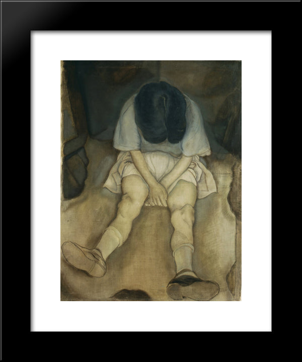 A Sad Girl 20x24 Black Modern Wood Framed Art Print Poster by Tejada, Carlos Saenz de