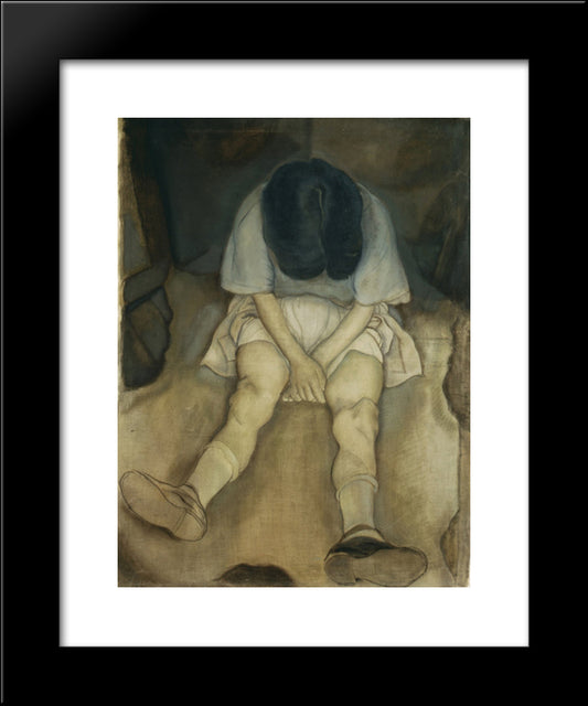 A Sad Girl 20x24 Black Modern Wood Framed Art Print Poster by Tejada, Carlos Saenz de