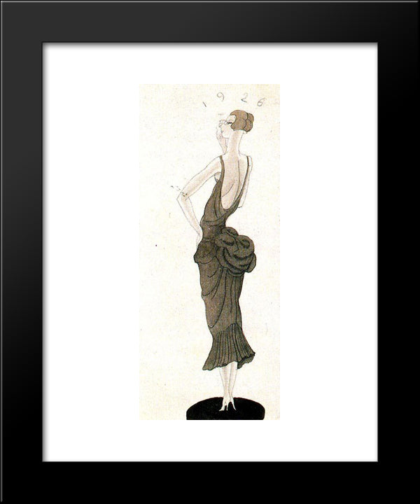 Drawing For Fashion Magazine 'Elegance' 20x24 Black Modern Wood Framed Art Print Poster by Tejada, Carlos Saenz de