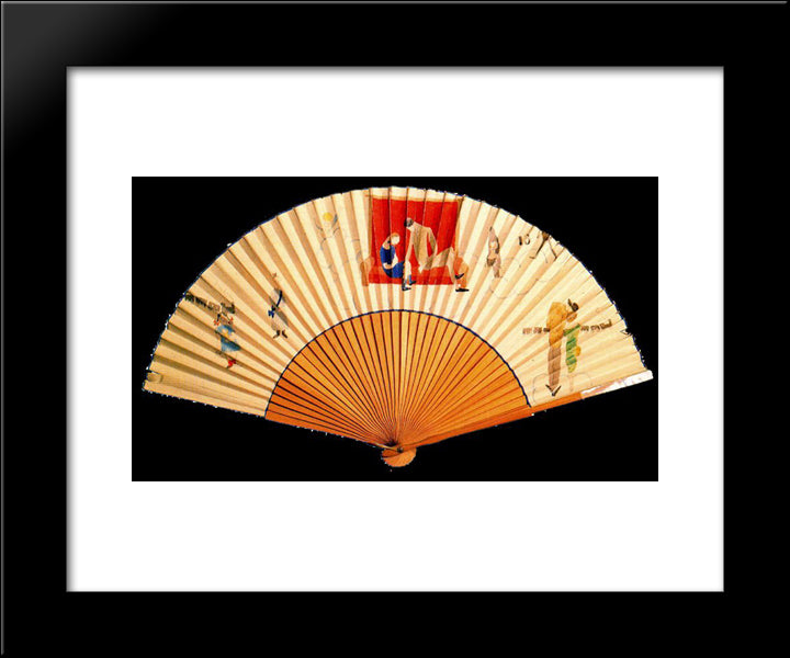 Fan Painted By The Artist In Paris 20x24 Black Modern Wood Framed Art Print Poster by Tejada, Carlos Saenz de