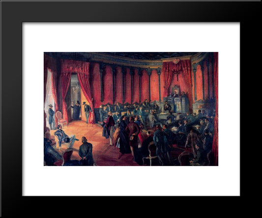 Founding Act Of The Municipal Savings Bank Of Vitoria In 1850 20x24 Black Modern Wood Framed Art Print Poster by Tejada, Carlos Saenz de