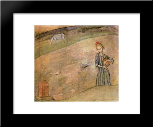 Girl With Horse 20x24 Black Modern Wood Framed Art Print Poster by Tejada, Carlos Saenz de