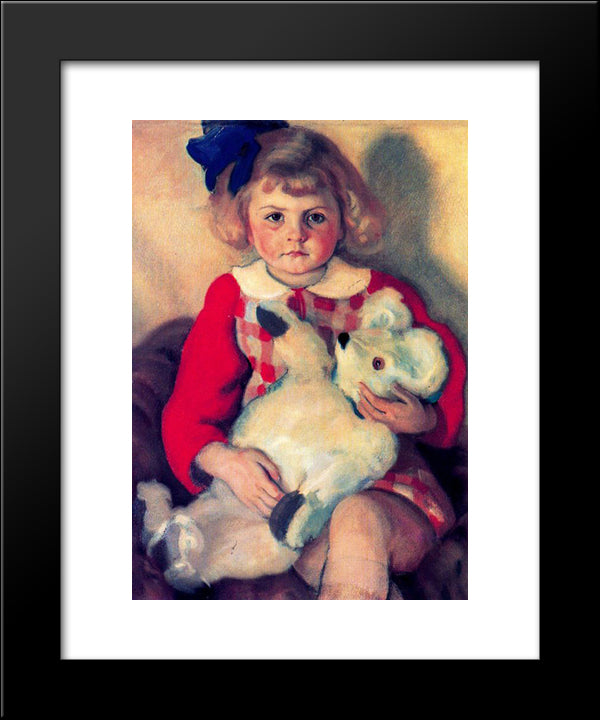 Girl With Teddy Bear 20x24 Black Modern Wood Framed Art Print Poster by Tejada, Carlos Saenz de