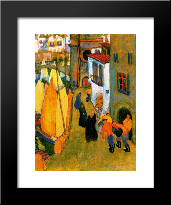Houses In Buitrago 20x24 Black Modern Wood Framed Art Print Poster by Tejada, Carlos Saenz de