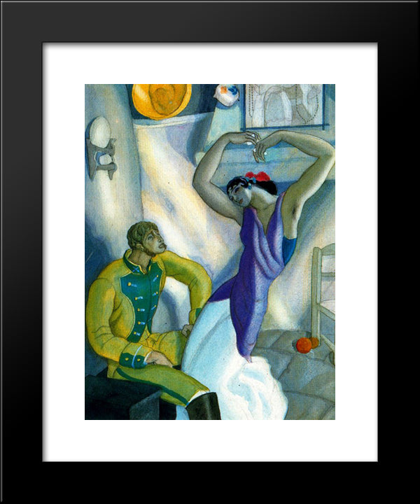 Illustration For 'Carmen' 20x24 Black Modern Wood Framed Art Print Poster by Tejada, Carlos Saenz de