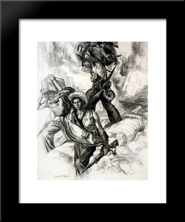 Looting (Valencia) 20x24 Black Modern Wood Framed Art Print Poster by Tejada, Carlos Saenz de