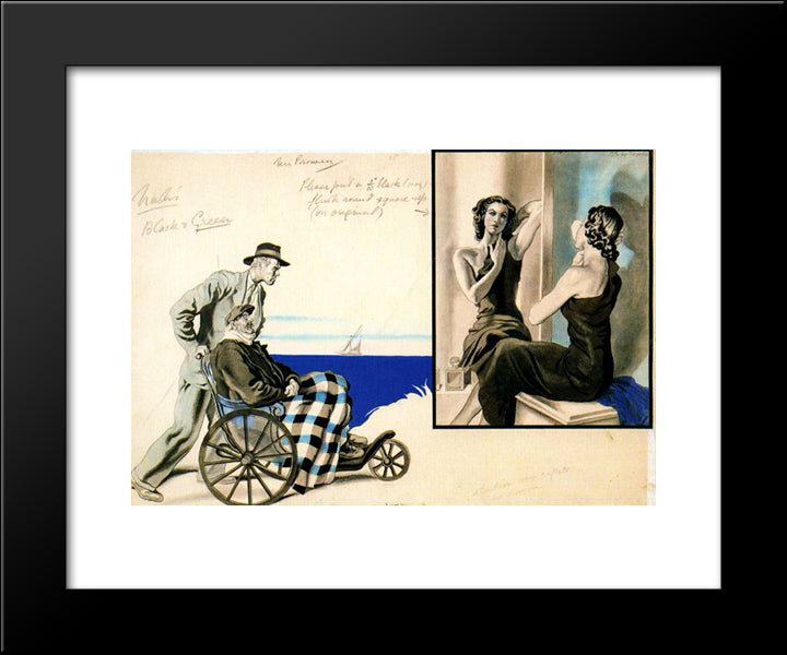 Sketch For Ladies Home Journal 20x24 Black Modern Wood Framed Art Print Poster by Tejada, Carlos Saenz de