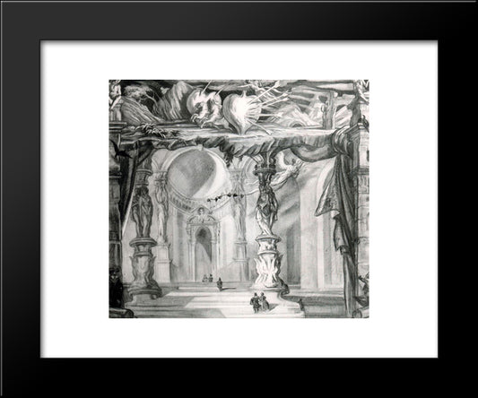 Sketch Of Curtain For The Representation Of Don Juan Tenorio Treatal In Theater 20x24 Black Modern Wood Framed Art Print Poster by Tejada, Carlos Saenz de