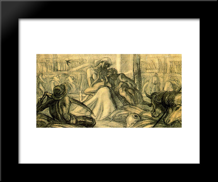 Sketch Of Mural Decoration For The Institute Of Agronomic Research Madird 20x24 Black Modern Wood Framed Art Print Poster by Tejada, Carlos Saenz de