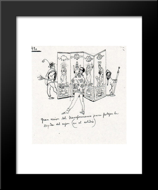 Sketch Of Two Rowers Ondarroa (Vizcaya) 20x24 Black Modern Wood Framed Art Print Poster by Tejada, Carlos Saenz de