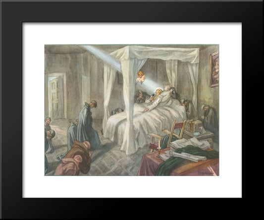 The Life Of St. Ignatius Loyola. Plate 10. The Death Of St. Ignatius 31St July 1556. 20x24 Black Modern Wood Framed Art Print Poster by Tejada, Carlos Saenz de
