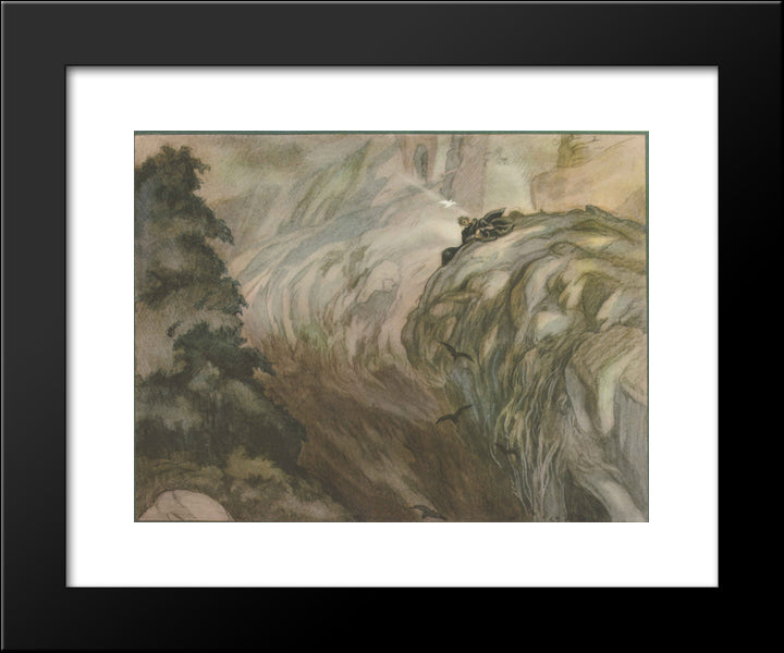The Life Of St. Ignatius Loyola. Plate 3. The Vision At The River Cardoner (Manresa). 20x24 Black Modern Wood Framed Art Print Poster by Tejada, Carlos Saenz de