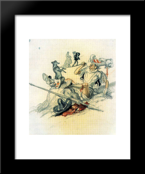 Untitled Illustration 20x24 Black Modern Wood Framed Art Print Poster by Tejada, Carlos Saenz de