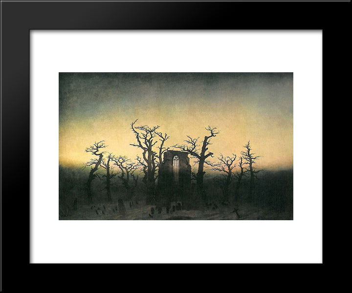 Abbey In The Oak Forest 20x24 Black Modern Wood Framed Art Print Poster by Friedrich, Caspar David
