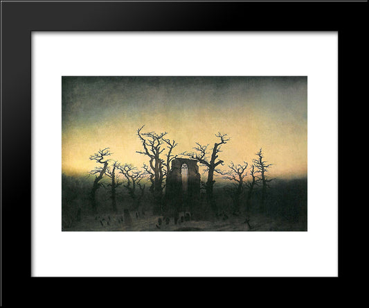 Abbey In The Oak Forest 20x24 Black Modern Wood Framed Art Print Poster by Friedrich, Caspar David