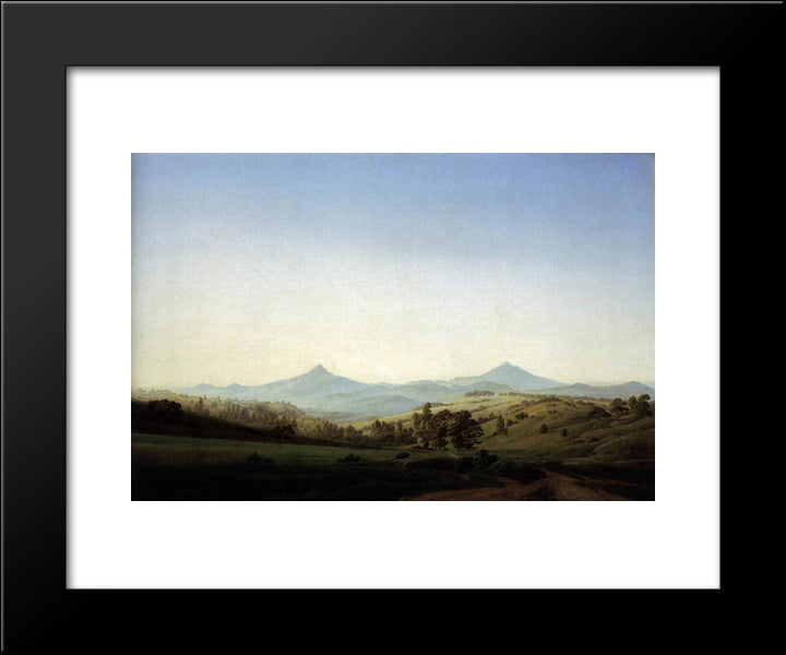 Bohemian Landscape With Mount Milleschauer 20x24 Black Modern Wood Framed Art Print Poster by Friedrich, Caspar David