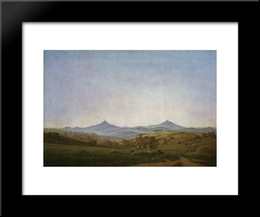 Bohemian Landscape With Mount Millsheauer 20x24 Black Modern Wood Framed Art Print Poster by Friedrich, Caspar David