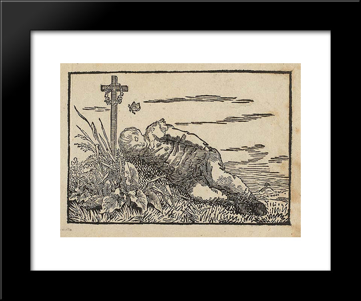 Boy Sleeping On A Grave 20x24 Black Modern Wood Framed Art Print Poster by Friedrich, Caspar David