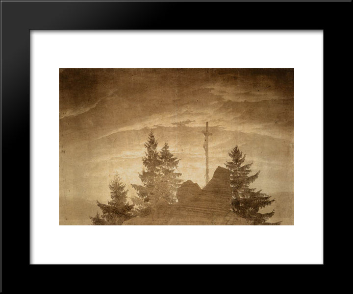 Cross In The Mountains 20x24 Black Modern Wood Framed Art Print Poster by Friedrich, Caspar David
