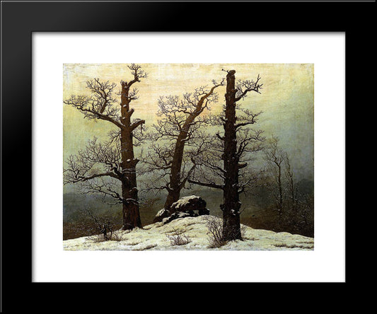 Dolmen In Snow 20x24 Black Modern Wood Framed Art Print Poster by Friedrich, Caspar David