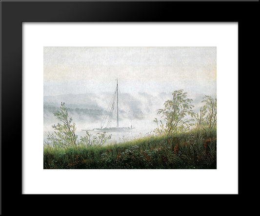 Elbschiff In Early Morning Fog 20x24 Black Modern Wood Framed Art Print Poster by Friedrich, Caspar David