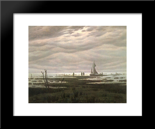 Flat Country Shank At Bay Of Greifswald 20x24 Black Modern Wood Framed Art Print Poster by Friedrich, Caspar David