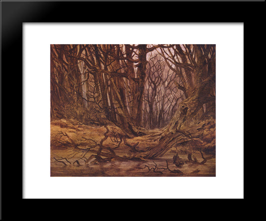 Forrest In The End Of The Autumn 20x24 Black Modern Wood Framed Art Print Poster by Friedrich, Caspar David