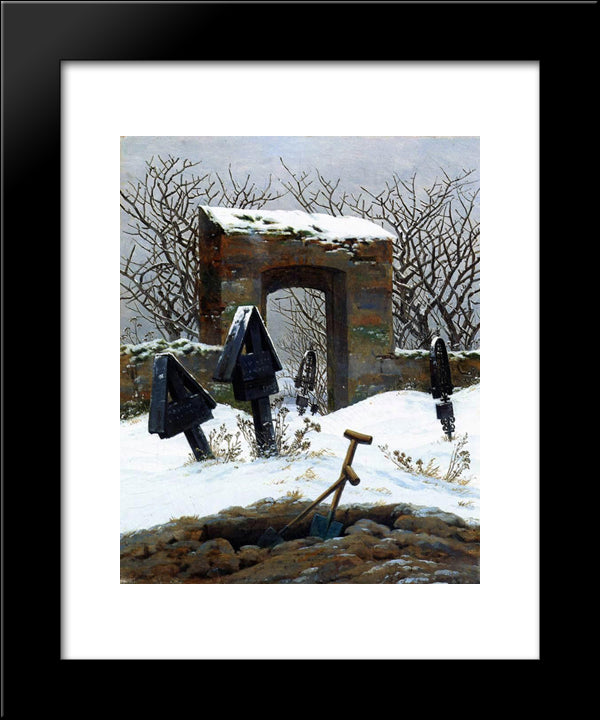 Graveyard Under Snow 20x24 Black Modern Wood Framed Art Print Poster by Friedrich, Caspar David