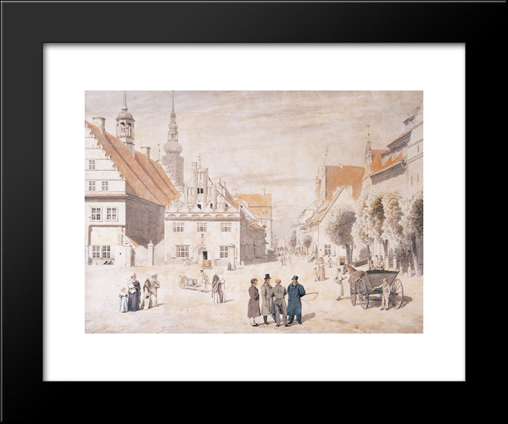 Greifswald Market 20x24 Black Modern Wood Framed Art Print Poster by Friedrich, Caspar David