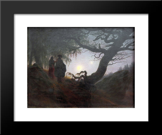 Man And Woman 20x24 Black Modern Wood Framed Art Print Poster by Friedrich, Caspar David