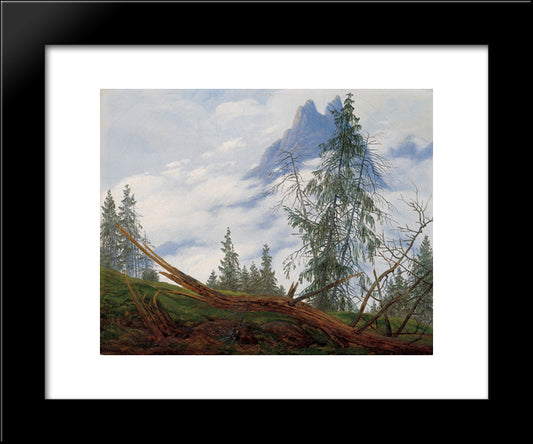 Mountain Peak With Drifting Clouds 20x24 Black Modern Wood Framed Art Print Poster by Friedrich, Caspar David