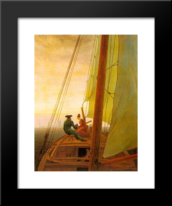 On Board Of A Sailing Ship 20x24 Black Modern Wood Framed Art Print Poster by Friedrich, Caspar David