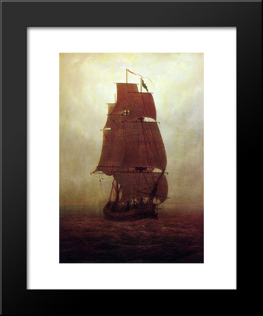 Sailing Ship 20x24 Black Modern Wood Framed Art Print Poster by Friedrich, Caspar David