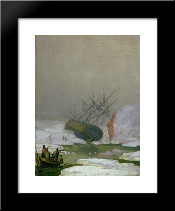 Ship In The Arctic Ocean 20x24 Black Modern Wood Framed Art Print Poster by Friedrich, Caspar David