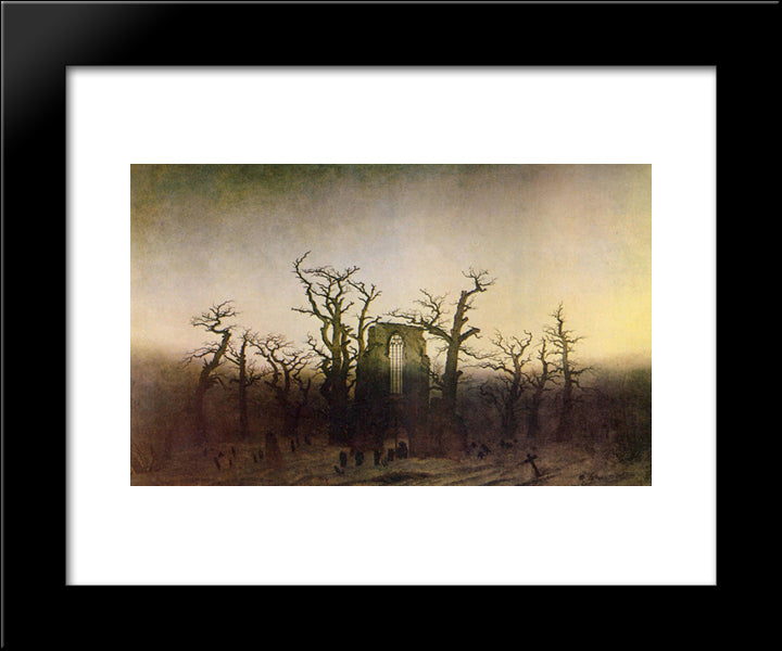 The Abbey In The Oakwood 20x24 Black Modern Wood Framed Art Print Poster by Friedrich, Caspar David