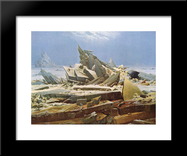 The Sea Of Ice 20x24 Black Modern Wood Framed Art Print Poster by Friedrich, Caspar David